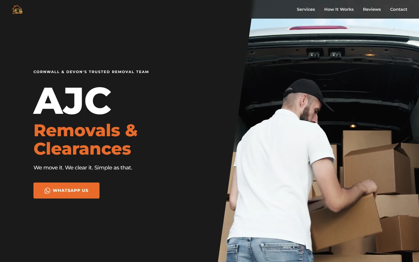 Screenshot of the AJC Removals & Clearances website