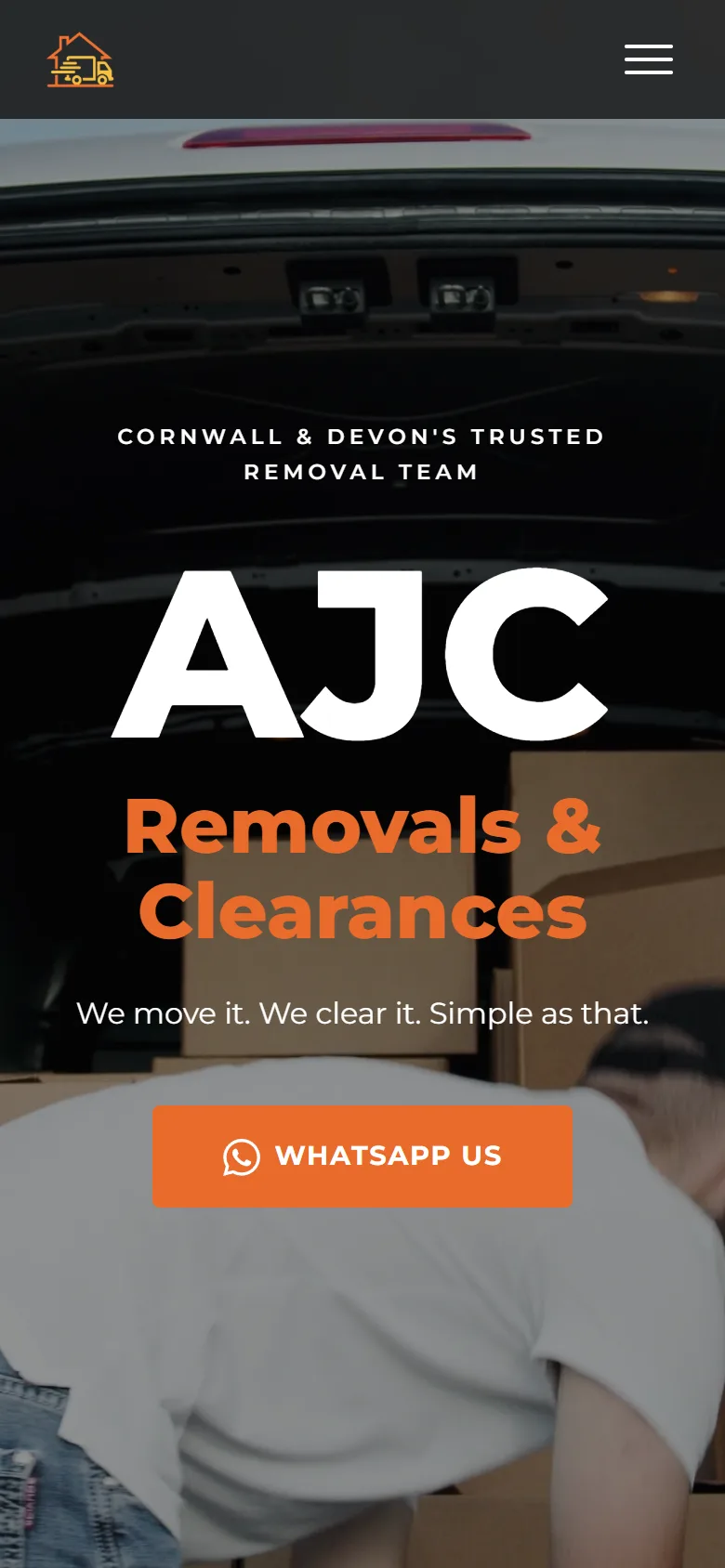 Screenshot of the AJC Removals & Clearances website, shown on a phone