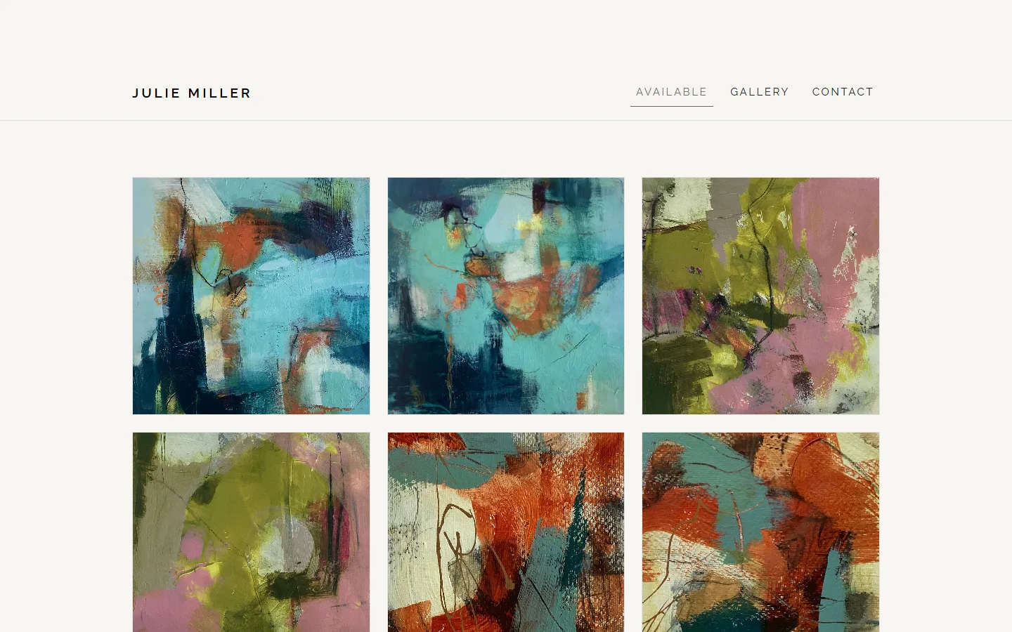 Screenshot of the Julie Miller Art website